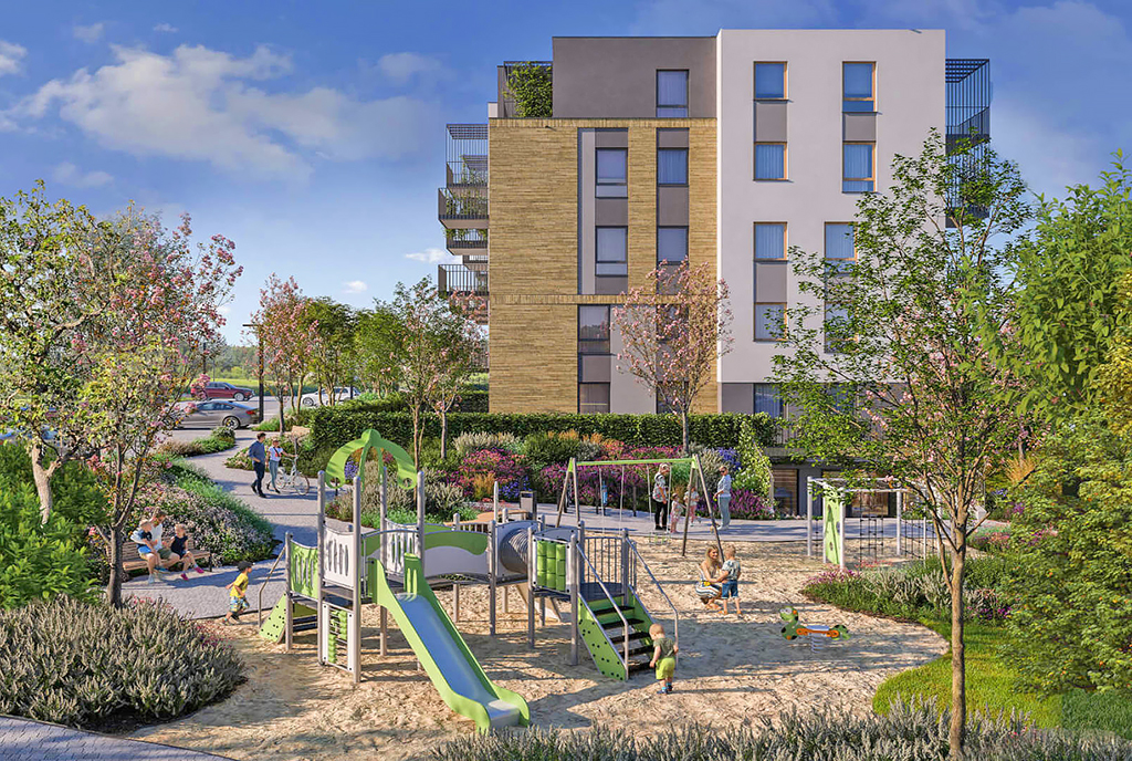 fragment osiedla, na którym znajduje się oferowane do sprzedaży luksusowy apartament Gdańsk