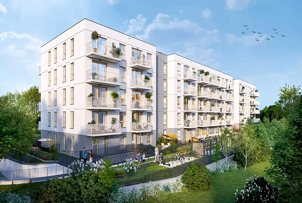 widok na osiedle, gdzie znajduje się luksusowy apartament na sprzedaż Gdynia