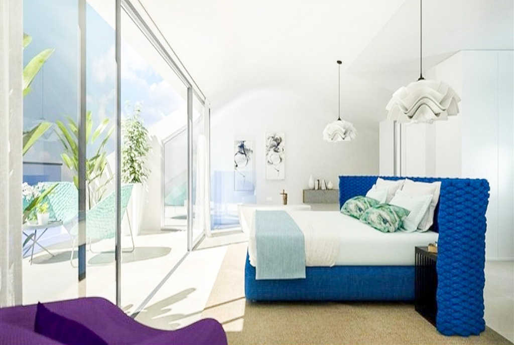 fragment sypialni w ekskluzywnym apartamencie na sprzedaż Hiszpania (Pueblo Benalmadena)