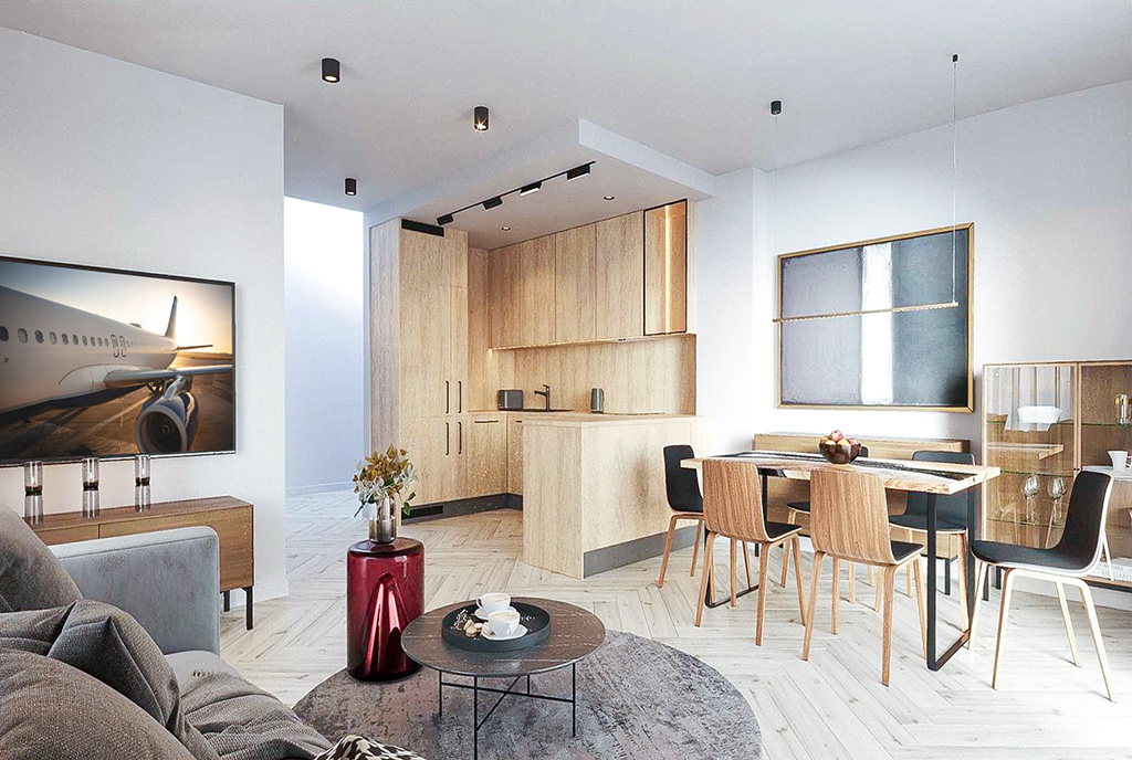 imponujący projekt salonu w ekskluzywnym apartamencie do sprzedaży Jelenia Góra okolice