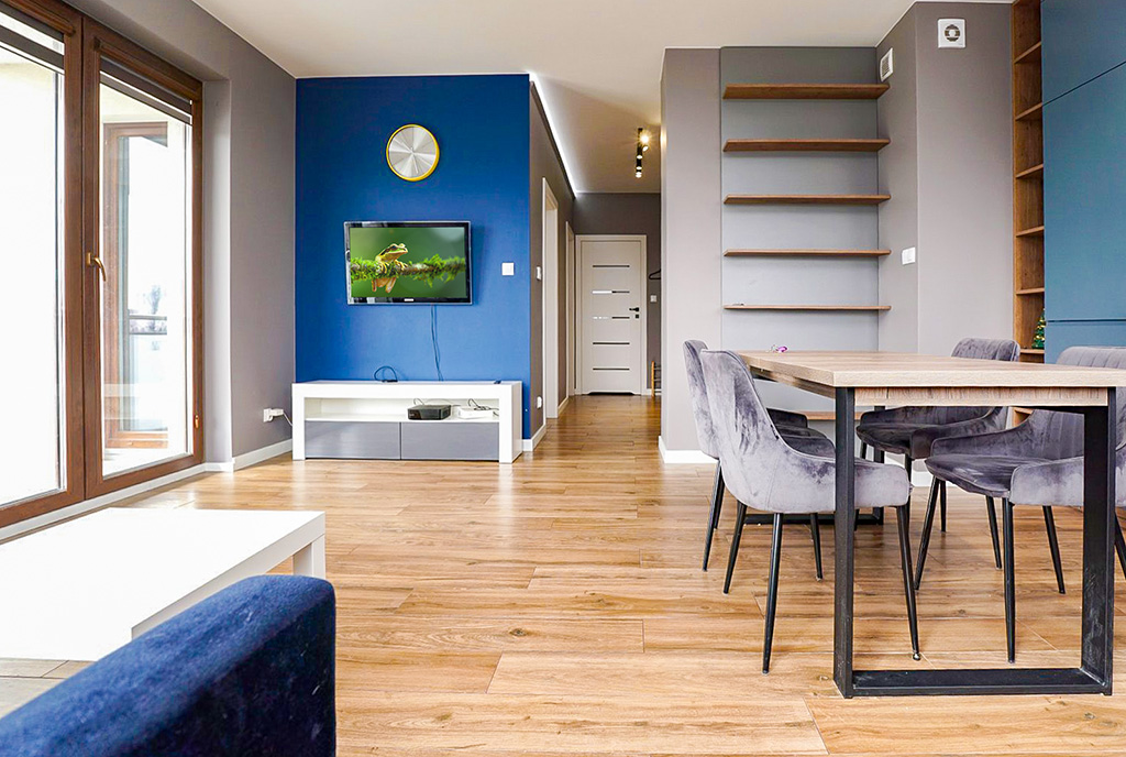 imponujący salon w ekskluzywnym apartamencie do wynajęcia Piotrków Trybunalski