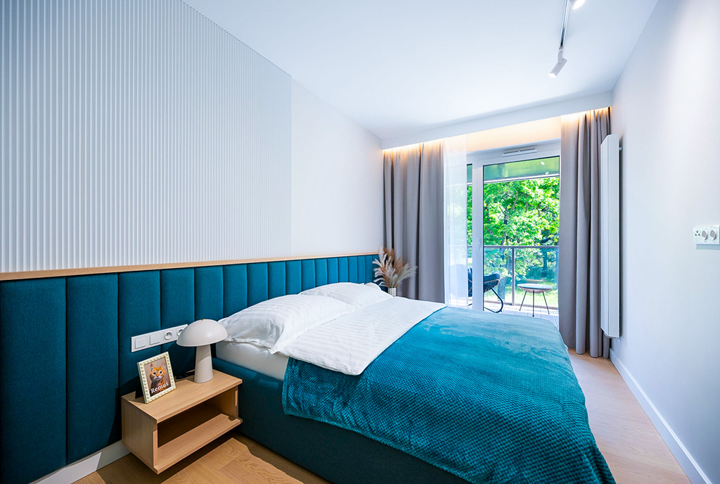 zaciszna sypialnia w ekskluzywnym apartamencie na sprzedaż Gdańsk