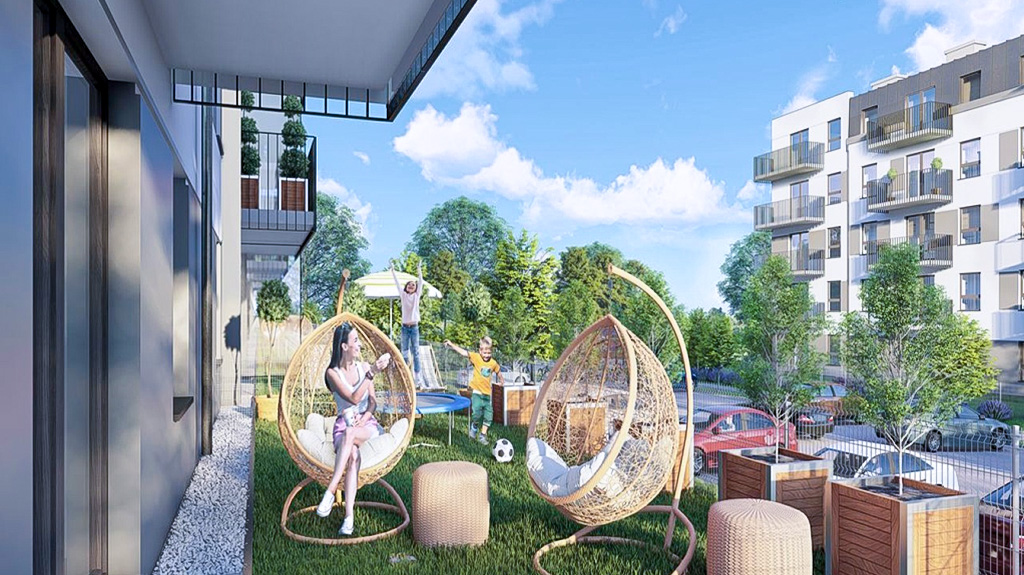 słoneczny taras przy luksusowym apartamencie na sprzedaż Gdańsk