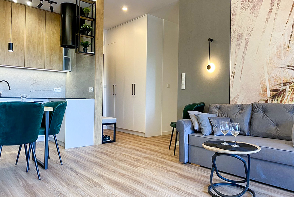 designerskie wnętrze luksusowego apartamentu do wynajmu Katowice