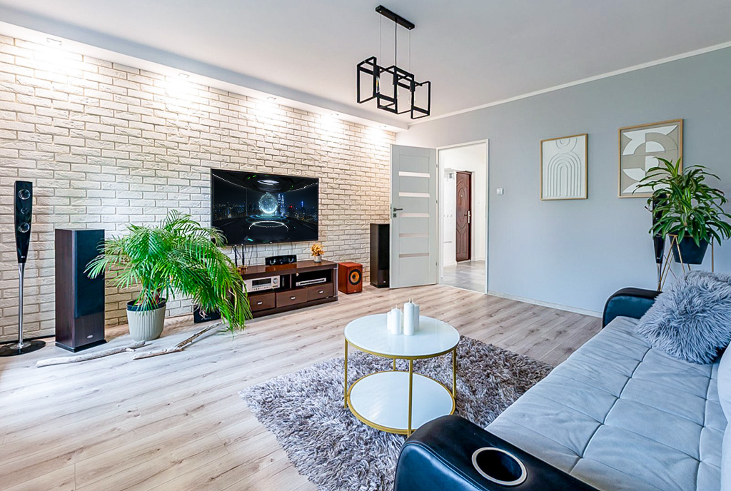 nowoczesny salon w ekskluzywnym apartamencie do sprzedaży Elbląg