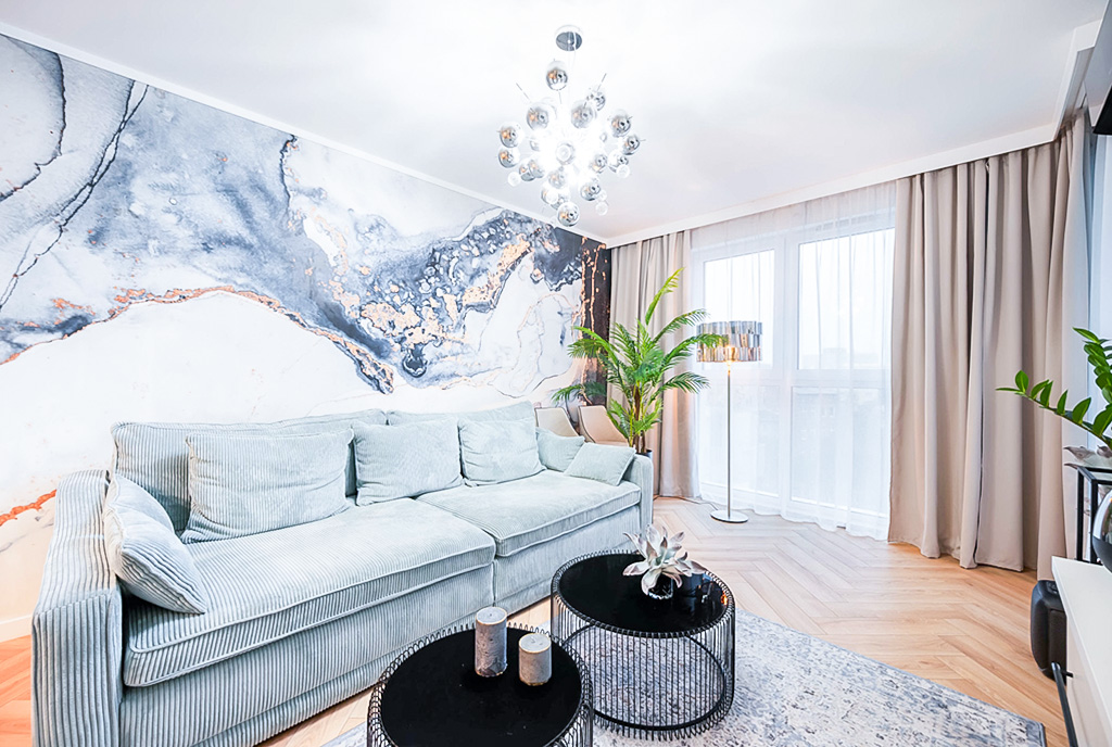 fragment salonu w luksusowym apartamencie na sprzedaż Gdańsk