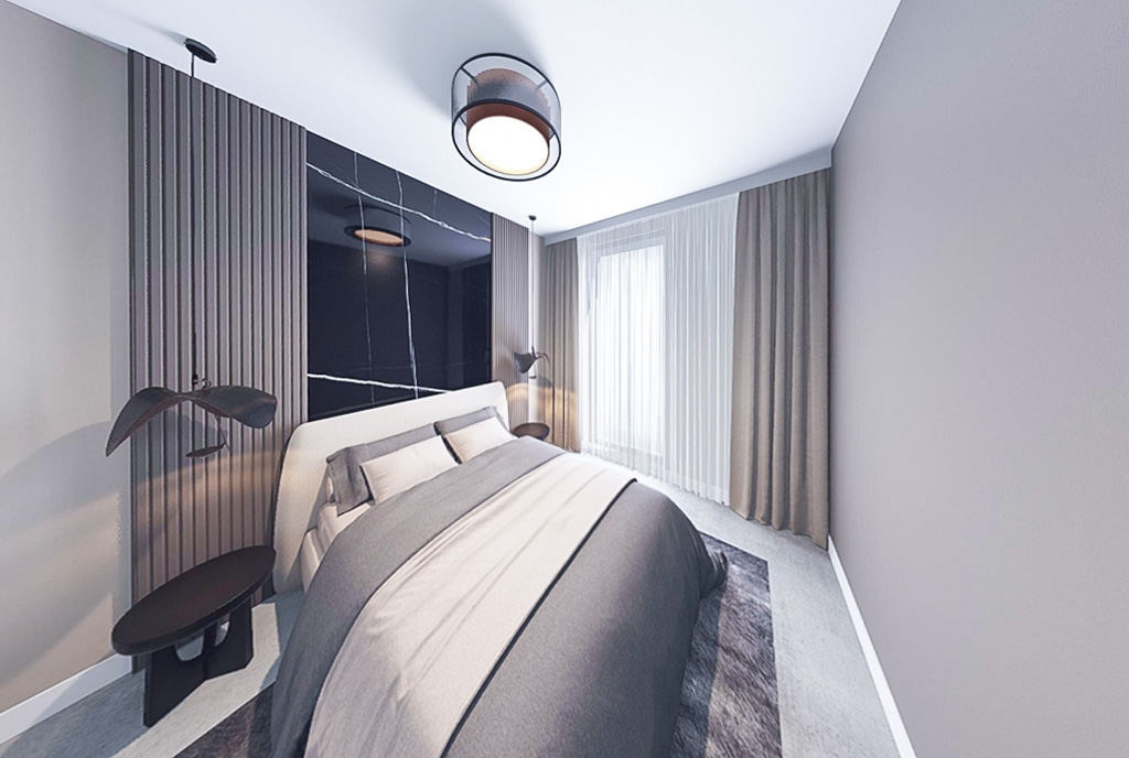 imponująca sypialnia w luksusowym apartamencie na sprzedaż Gdańsk
