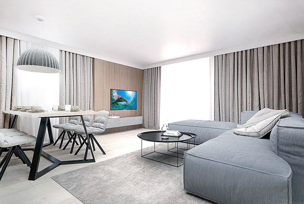 wytworny pokój dzienny w ekskluzywnym apartamencie do sprzedaży Gdańsk