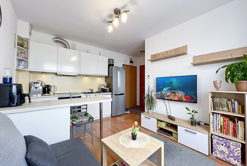 nowoczesny pokój dzienny w ekskluzywnym apartamencie do sprzedaży Gdynia okolice