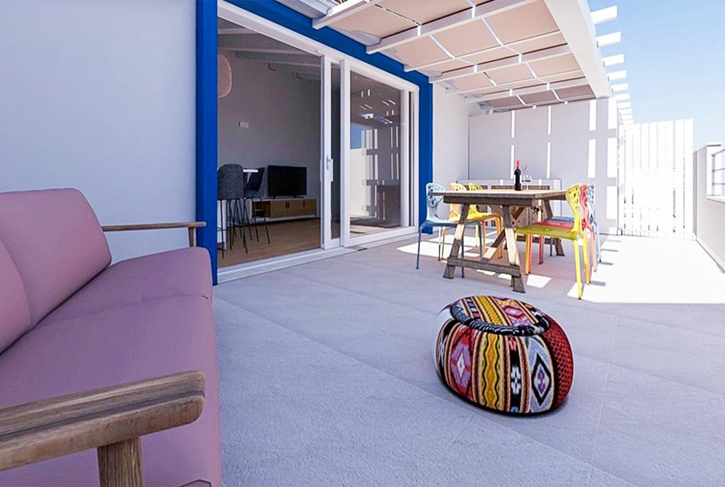 zbliżenie a taras przy ekskluzywnym apartamencie do sprzedaży Włochy (Lu Bagnu)