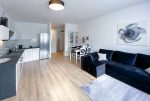 nowoczesny salon w ekskluzywnym apartamencie do wynajęcia Szczecin