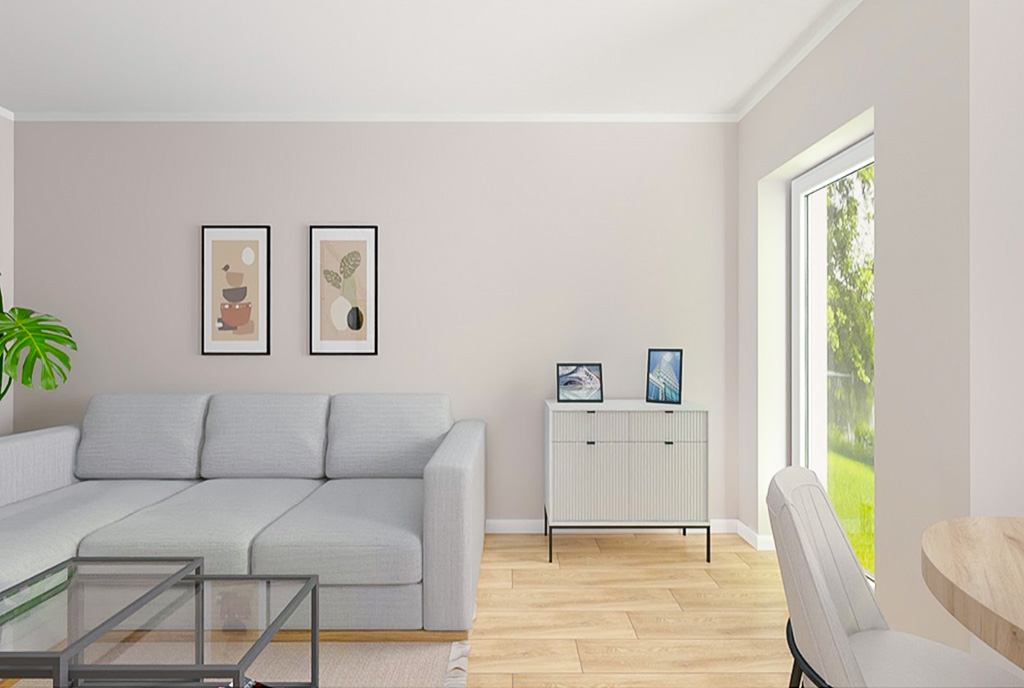 po prawej taras, po lewej pokój dzienny w luksusowym apartamencie na sprzedaż Elbląg