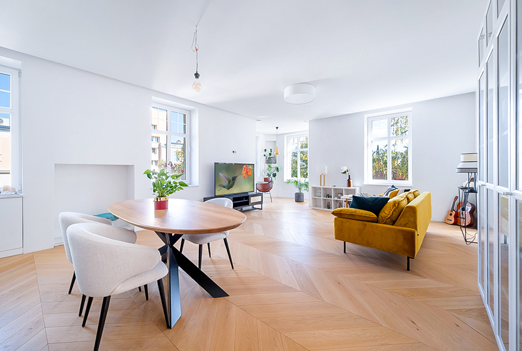 ogromny pokój dzienny w ekskluzywnym apartamencie do sprzedaży Gdańsk
