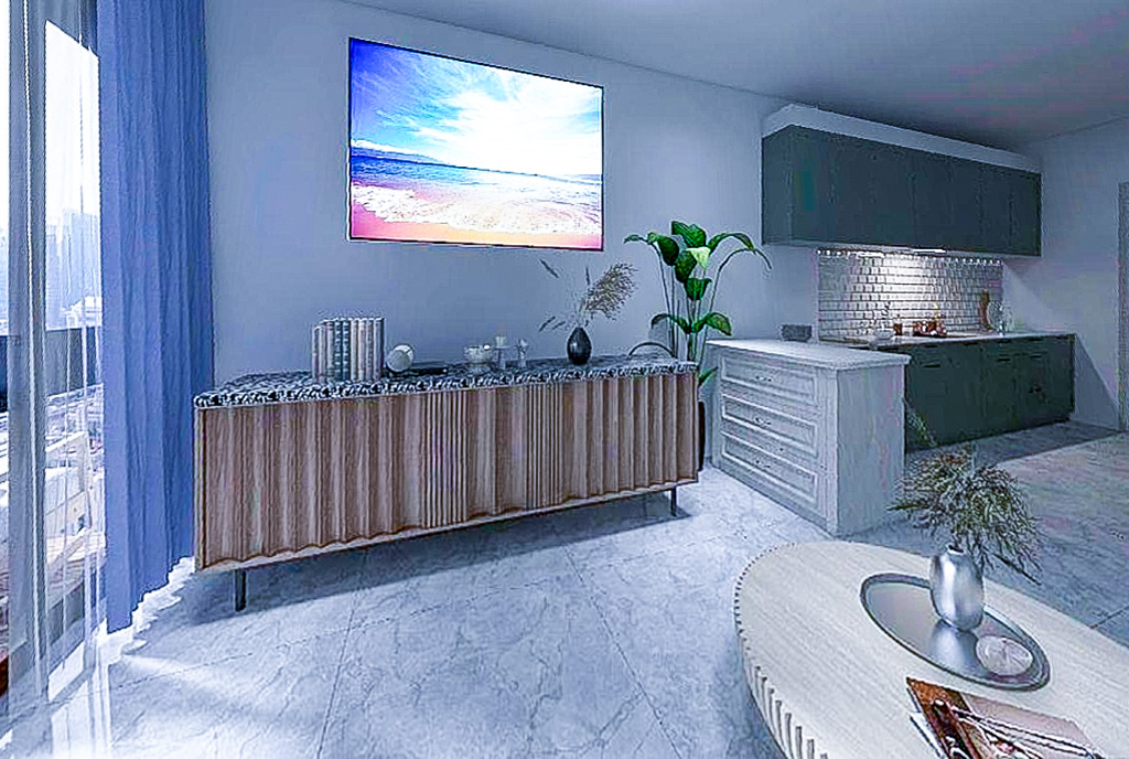 druga strona pokoju gościnnego w luksusowym apartamencie na sprzedaż Gdańsk