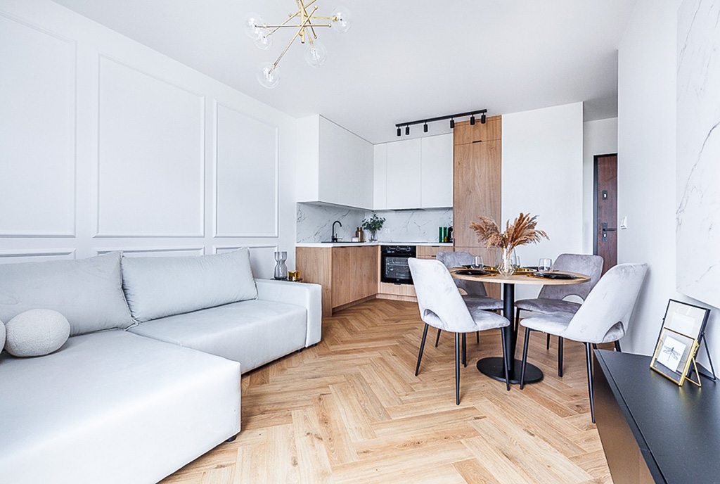 na zdjęciu kuchnia w ekskluzywnym apartamencie na sprzedaż Gdańsk