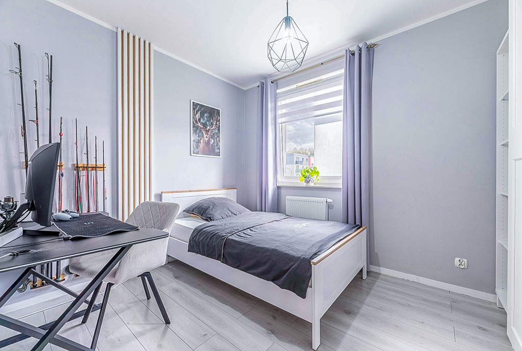 fragment sypialni w ekskluzywnym apartamencie na sprzedaż Gdynia okolice