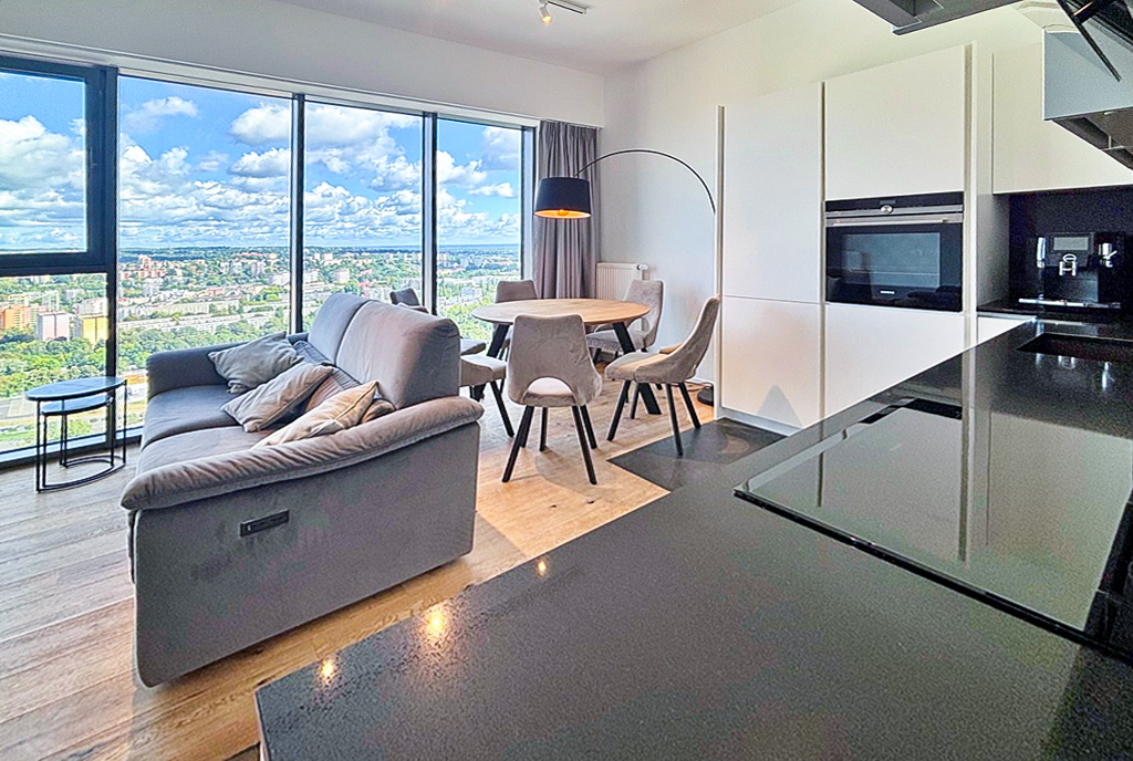 komfortowy salon w ekskluzywnym apartamencie do wynajęcia Szczecin