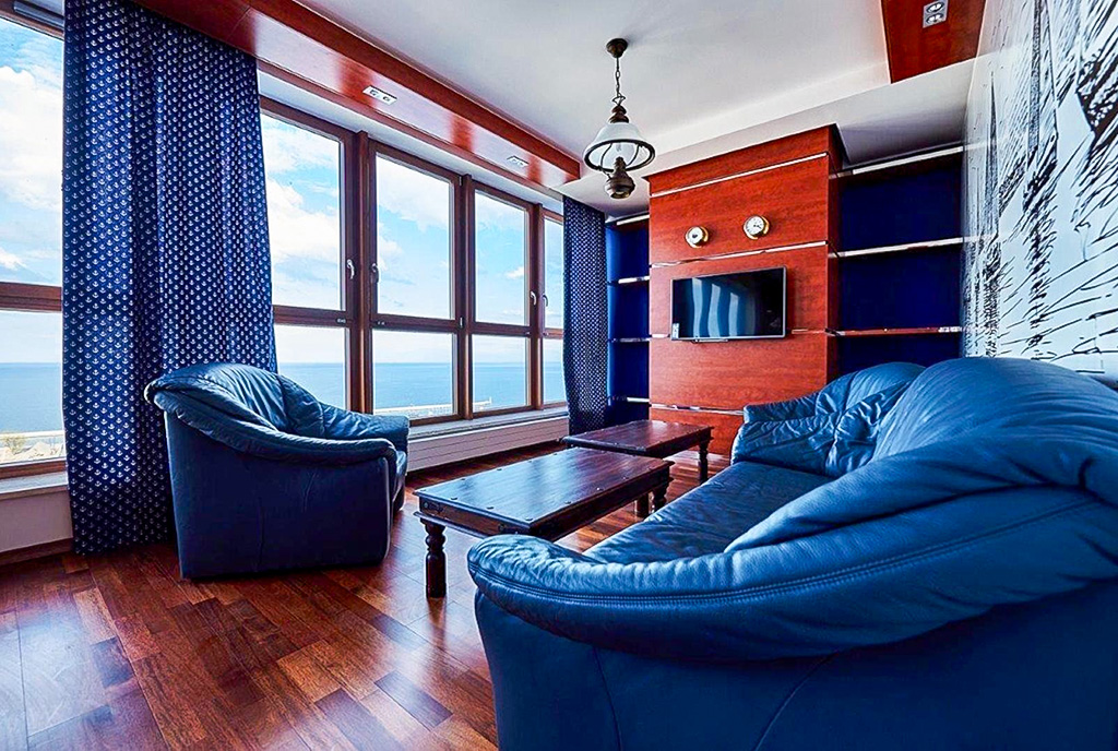 zbliżenie na pokój dzienny w luksusowym apartamencie do wynajmu Gdynia