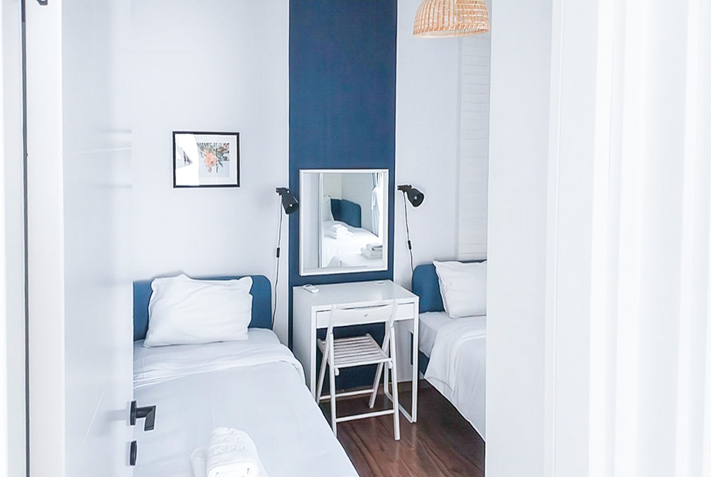 na zdjęciu sypialnia w luksusowym apartamencie na sprzedaż Cypr Bogaz Iskele