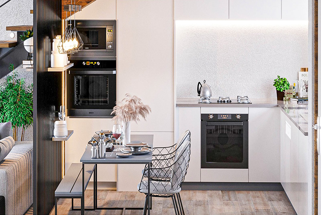 na zdjęciu nowoczesna kuchnia w luksusowym apartamencie na sprzedaż Cypr Esentepe