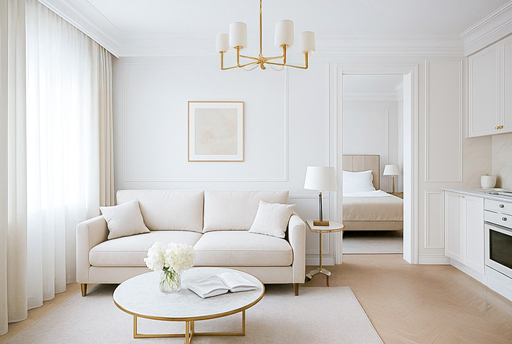 imponujący salon w ekskluzywnym apartamencie do sprzedaży Gdańsk