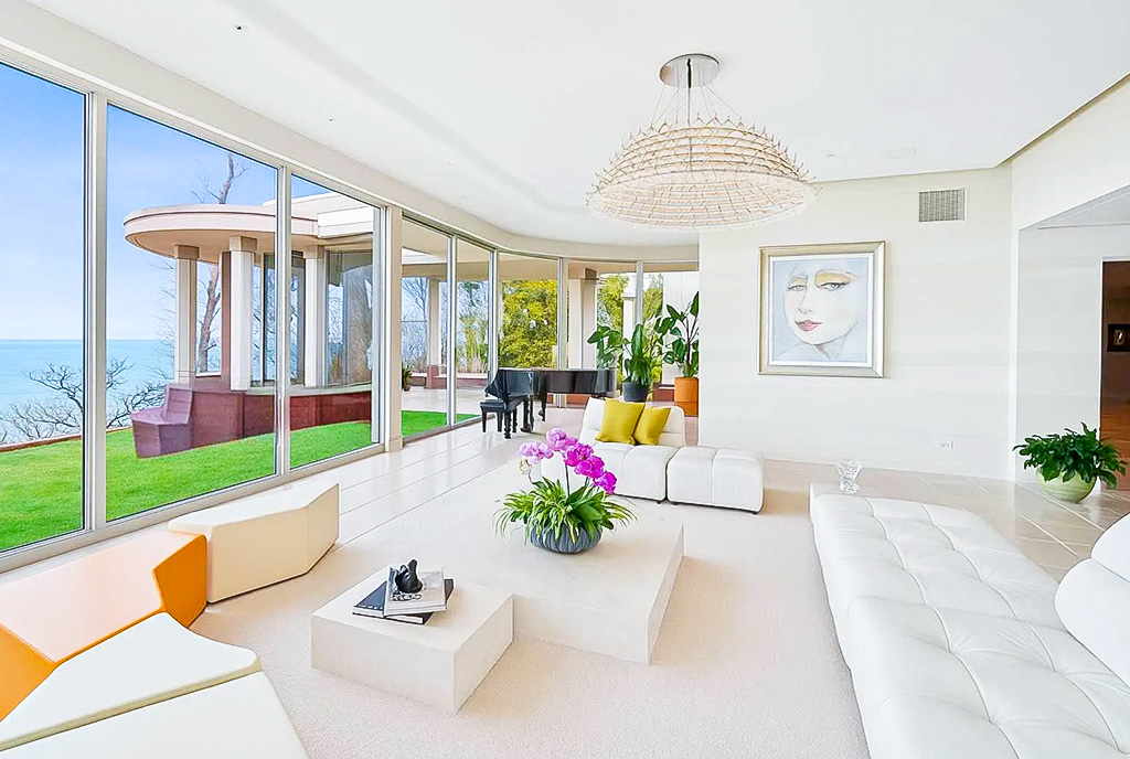 elegancki salon w luksusowej willi na sprzedaż Illinois Stany Zjednoczone Ameryki