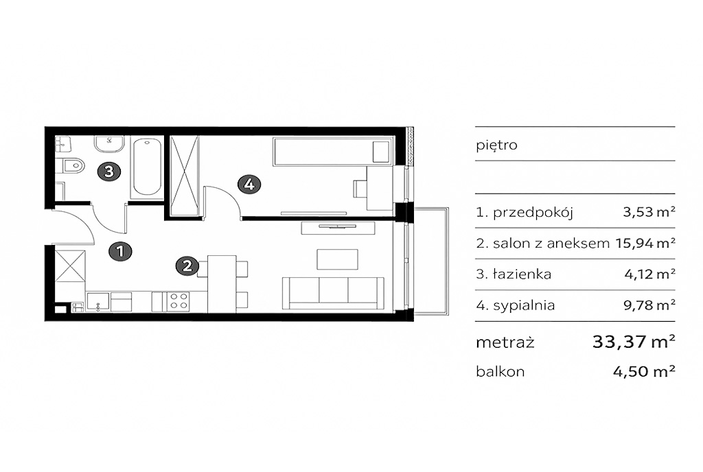 praktyczny rozkład pomieszczeń w ekskluzywnym apartamencie na sprzedaż Gdańsk