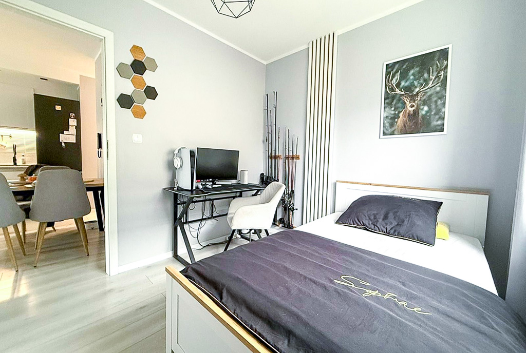 komfortowa sypialnia w ekskluzywnym apartamencie na sprzedaż Gdynia okolice