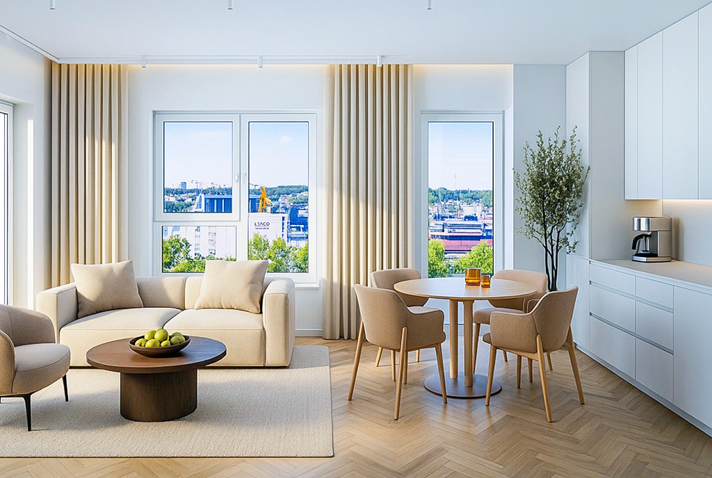 jeden z pokoi w luksusowym apartamencie na sprzedaż Gdynia