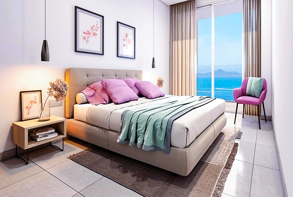 wygodna sypialnia w ekskluzywnym apartamencie na sprzedaż Hiszpania La Manga del Mar
