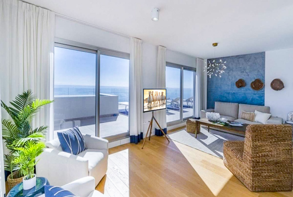 zaprojektowane w śródziemnomorskim stylu wnętrze ekskluzywnego apartamentu do sprzedaży Hiszpania Mijas Costa