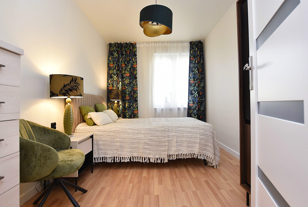 zaciszna sypialnia w ekskluzywnym apartamencie na sprzedaż Inowrocław