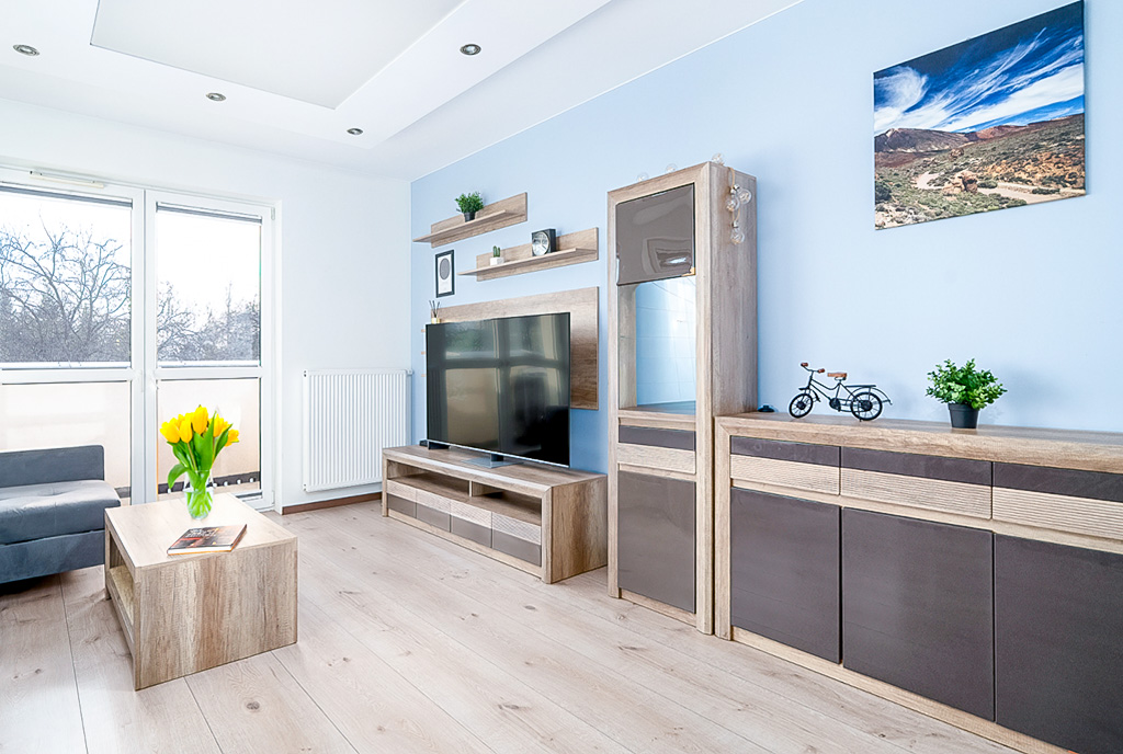fragment pokoju dziennego w luksusowym apartamencie na sprzedaż Poznań