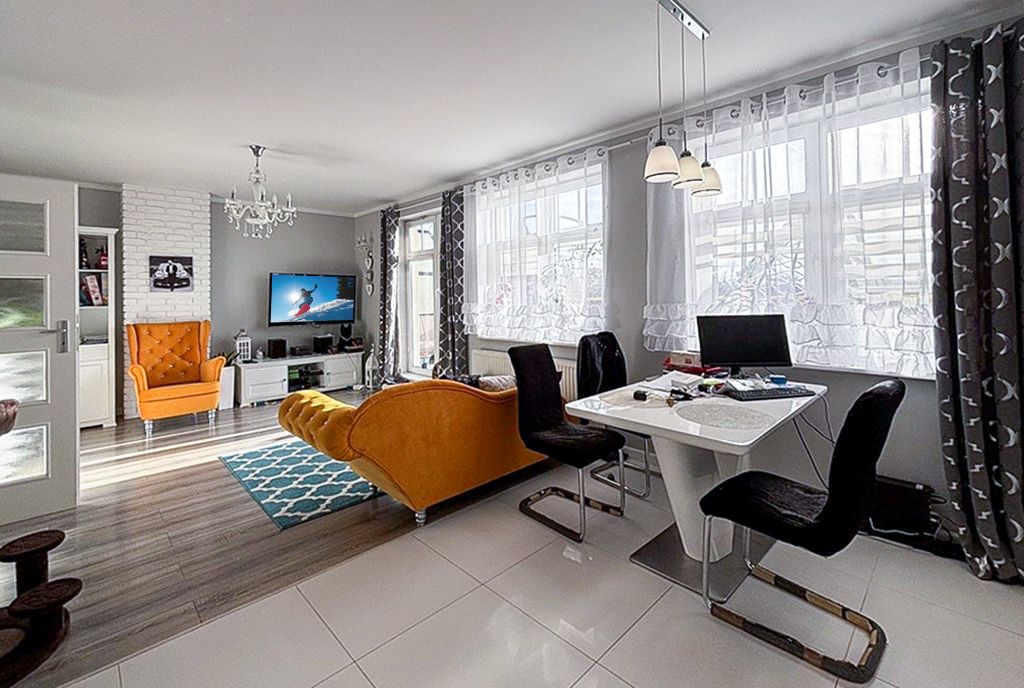 gustownie zaaranżowany pokój dzienny w ekskluzywnym apartamencie do sprzedaży Szczecin okolice