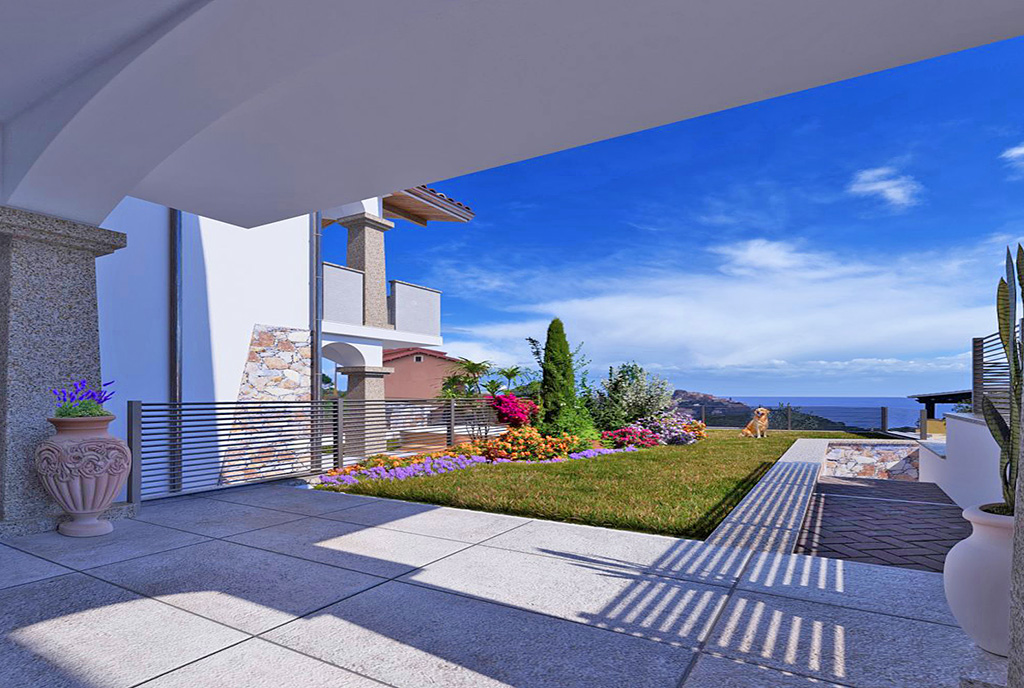 słoneczny taras przy luksusowym apartamencie na sprzedaż Włochy Castelsardo