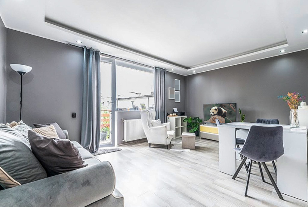 elegancki salon w ekskluzywnym apartamencie do sprzedaży Gdynia (okolice)