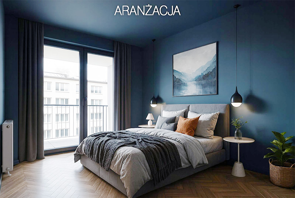 na zdjęciu zaciszna sypialnia w luksusowym apartamencie na sprzedaż Katowice