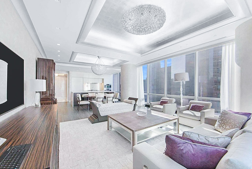 elegancki salon w luksusowym apartamencie na sprzedaż Nowy Jork (Stany Zjednoczone Ameryki)