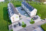 widok z lotu ptaka na osiedle, gdzie znajduje się oferowany do sprzedaży luksusowy apartament Wrocław okolice