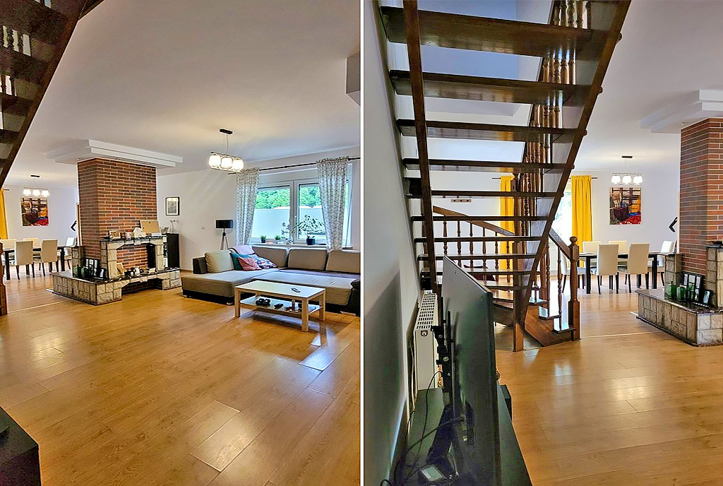 pokój gościnny oraz hol w ekskluzywnej willi na sprzedaż Kalisz