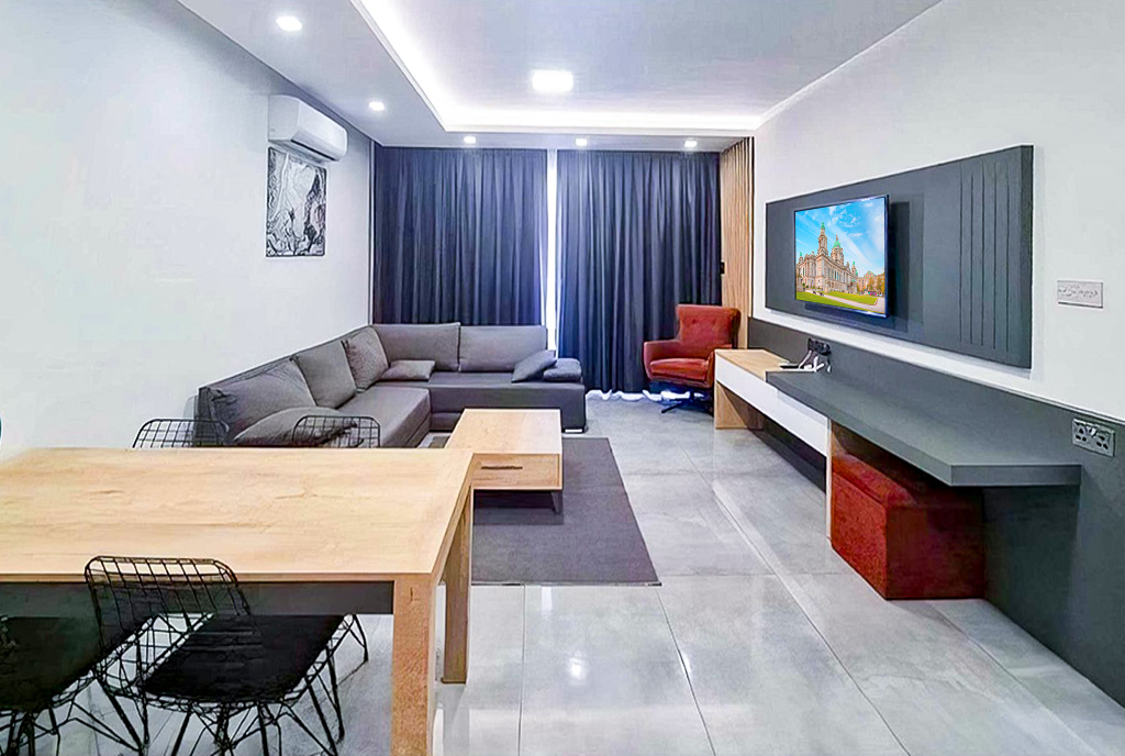 nowoczesny salon w ekskluzywnym apartamencie do sprzedaży Cypr (Iskele)