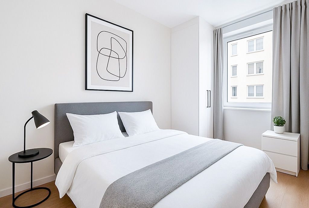 elegancka sypialnia w ekskluzywnym apartamencie na sprzedaż Gdańsk