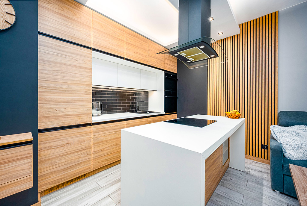 futurystyczna kuchnia w luksusowym apartamencie na sprzedaż Gdańsk