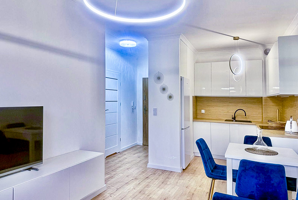 designerska kuchnia w luksusowym apartamencie do wynajmu Słupsk
