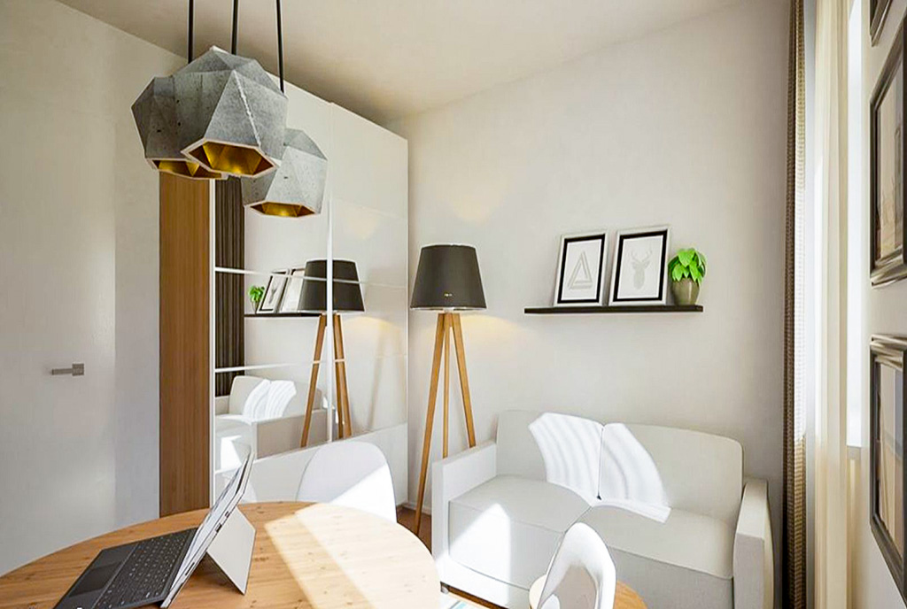 przeciwległa ściana salonu w ekskluzywnym apartamencie na sprzedaż Gdańsk