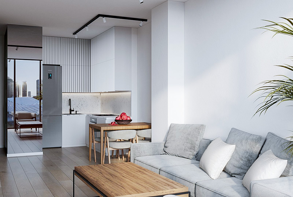 zbliżenie na kuchnię w luksusowym apartamencie na sprzedaż Gruzja Batumi