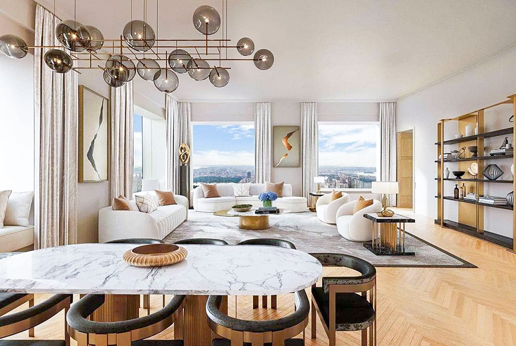 designerskie wnętrze ekskluzywnego apartamentu do sprzedaży New York Stany Zjednoczone Ameryki