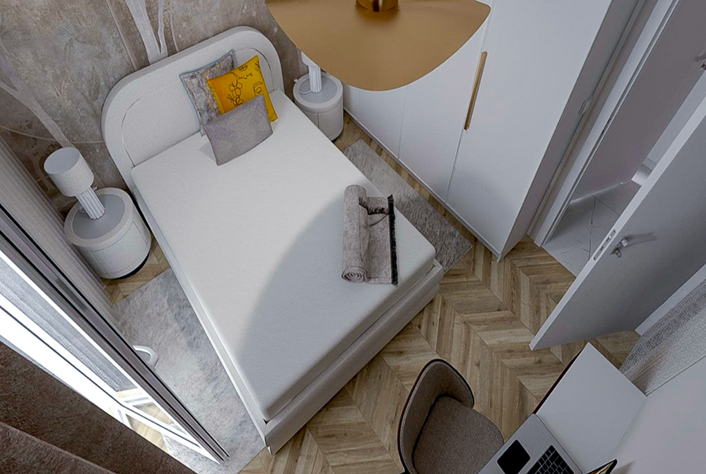 fragment sypialni w ekskluzywnym apartamencie na sprzedaż Szczecin