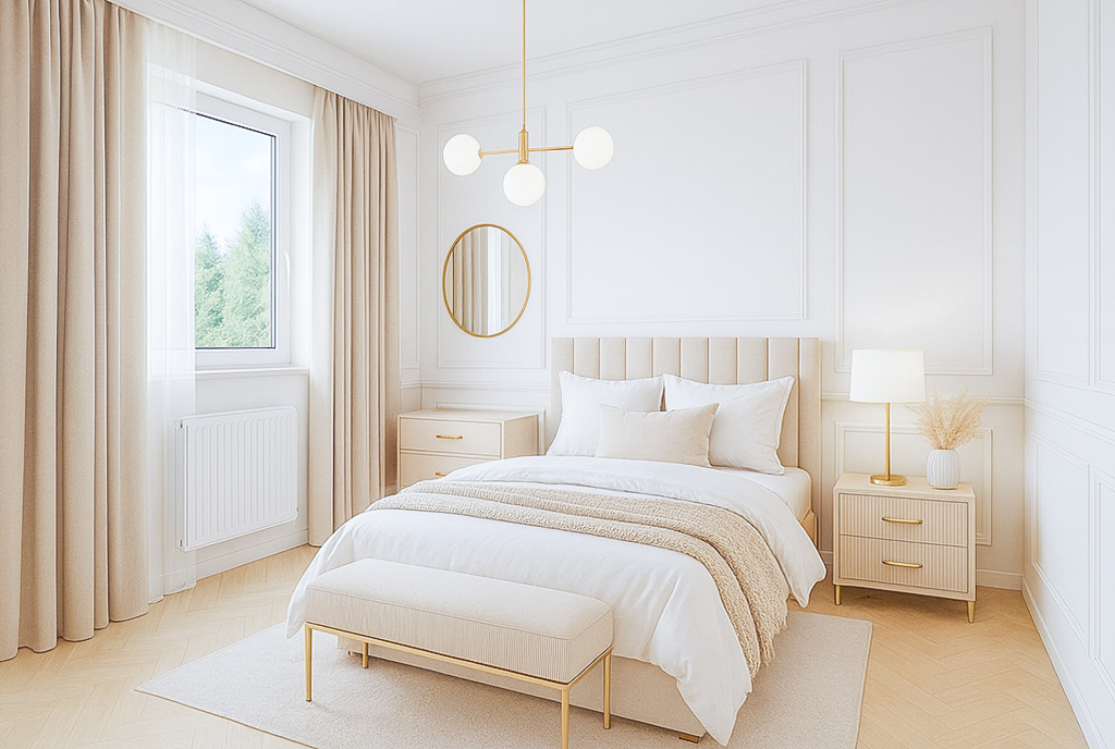 fragment sypialni w luksusowym apartamencie na sprzedaż Gdynia okolice