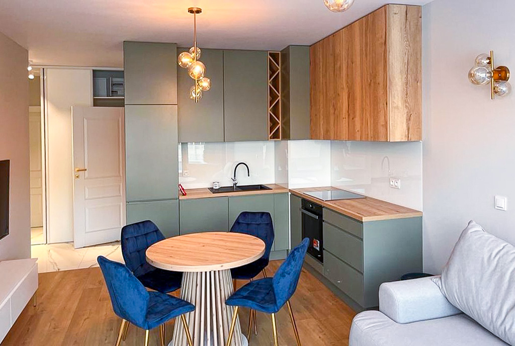 zbliżenie na aneks kuchenny w luksusowym apartamencie na sprzedaż Szczecin